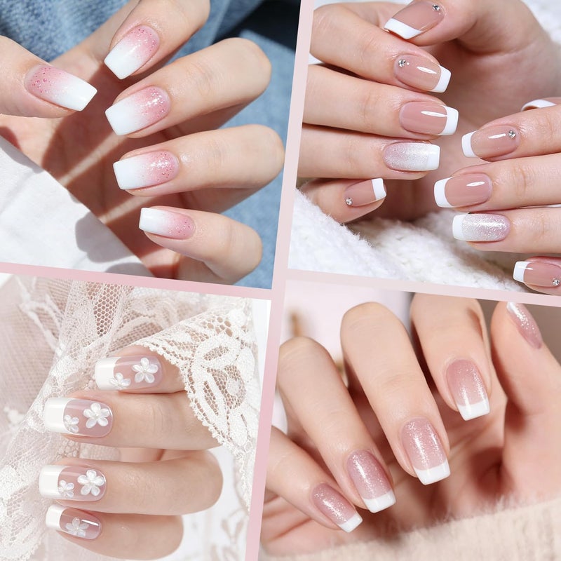 ranrose 600PCS Short French Style False Nails Half Cover Nails Tips,White Short Acrylic Extension Finger Nail 12 Sizes with Box - Image 3